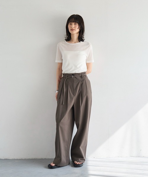 meilmada（メイルマダ）の「ハイウエストコットンタックパンツ（チノパンツ・レディース・ベージュ/チャコールグレー・FREE）」の15枚目の写真