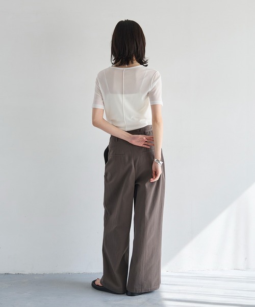 meilmada（メイルマダ）の「ハイウエストコットンタックパンツ（チノパンツ・レディース・ベージュ/チャコールグレー・FREE）」の16枚目の写真