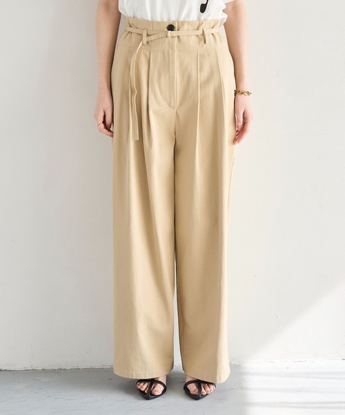 meilmada（メイルマダ）の「ハイウエストコットンタックパンツ（チノパンツ・レディース・ベージュ/チャコールグレー・FREE）」の19枚目の写真