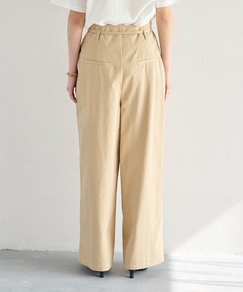 meilmada（メイルマダ）の「ハイウエストコットンタックパンツ（チノパンツ・レディース・ベージュ/チャコールグレー・FREE）」の21枚目の写真