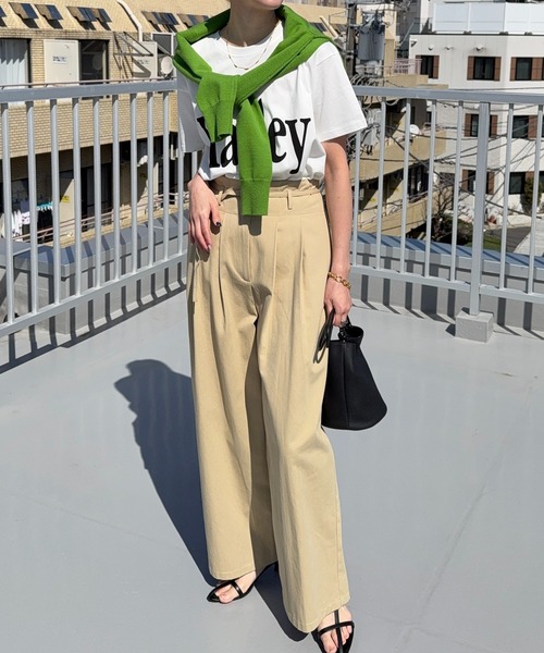 meilmada（メイルマダ）の「ハイウエストコットンタックパンツ（チノパンツ・レディース・ベージュ/チャコールグレー・FREE）」の10枚目の写真