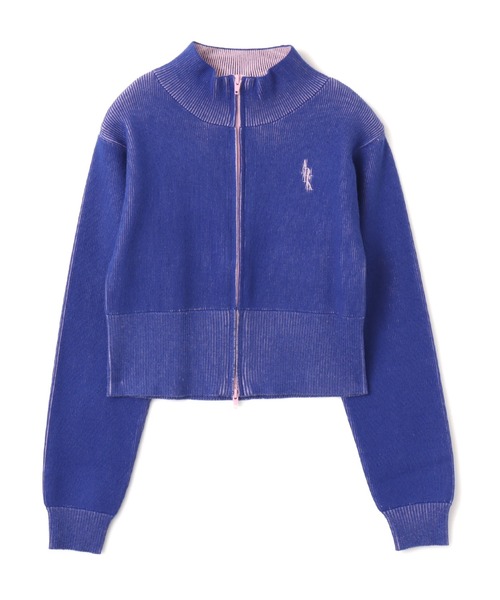 atmos pink（アトモスピンク）の「atmos pink Rib Knit Zip-up Top / アトモス ピンク リブ ニット ジップアップ トップ（ニット/セーター・レディース・チャコール/ブルー/カーキ・FREE）」の3枚目の写真