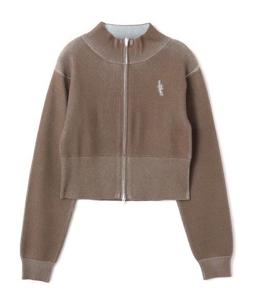 atmos pink（アトモスピンク）の「atmos pink Rib Knit Zip-up Top / アトモス ピンク リブ ニット ジップアップ トップ（ニット/セーター・レディース・チャコール/ブルー/カーキ・FREE）」の5枚目の写真