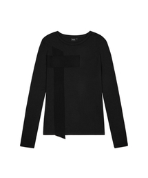 Side Eyelet Long Sleeve (Black)（Tシャツ/カットソー）｜AAKAM 