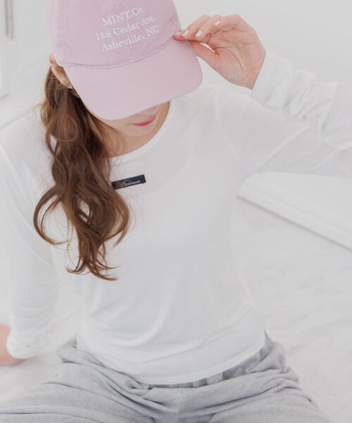 ems excite（エムズエキサイト）の「袖シャーリングインナーCT（Tシャツ/カットソー・レディース・ピンク/オフホワイト/チャコールグレー・FREE）」の2枚目の写真