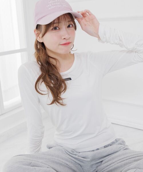 ems excite（エムズエキサイト）の「袖シャーリングインナーCT（Tシャツ/カットソー・レディース・ピンク/オフホワイト/チャコールグレー・FREE）」の5枚目の写真