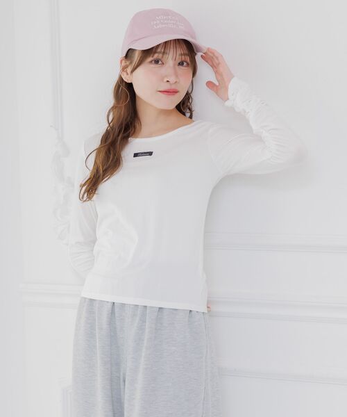 ems excite（エムズエキサイト）の「袖シャーリングインナーCT（Tシャツ/カットソー・レディース・ピンク/オフホワイト/チャコールグレー・FREE）」の10枚目の写真