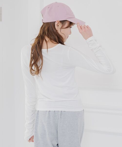 ems excite（エムズエキサイト）の「袖シャーリングインナーCT（Tシャツ/カットソー・レディース・ピンク/オフホワイト/チャコールグレー・FREE）」の13枚目の写真