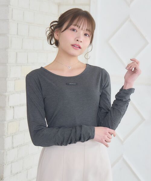 ems excite（エムズエキサイト）の「袖シャーリングインナーCT（Tシャツ/カットソー・レディース・ピンク/オフホワイト/チャコールグレー・FREE）」の20枚目の写真