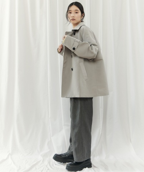 CIEL'AIR(シエルエアー)の「BICOLOR SHORT TRENCH COAT(バイカラーショートトレンチコート)(トレンチコート・レディース・ベージュ/ライトグレー・MEDIUM)」の16枚目の写真