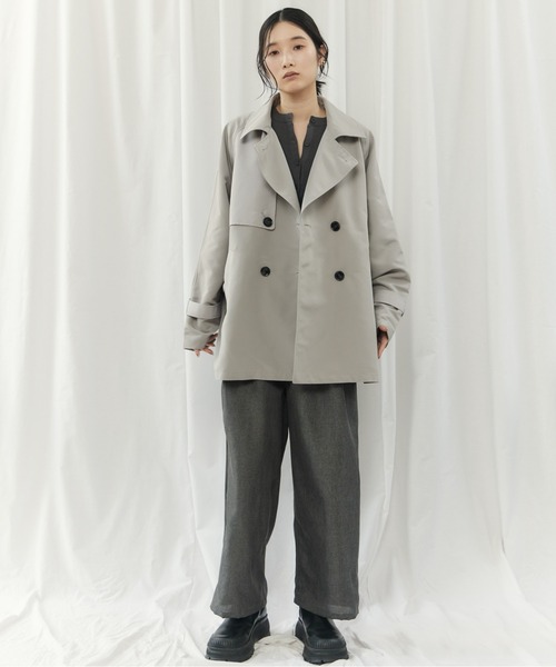 CIEL'AIR(シエルエアー)の「BICOLOR SHORT TRENCH COAT(バイカラーショートトレンチコート)(トレンチコート・レディース・ベージュ/ライトグレー・MEDIUM)」の17枚目の写真