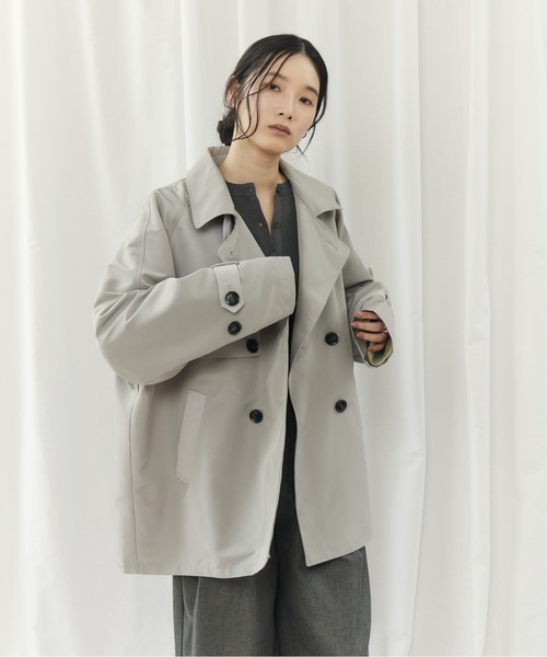 CIEL'AIR(シエルエアー)の「BICOLOR SHORT TRENCH COAT(バイカラーショートトレンチコート)(トレンチコート・レディース・ベージュ/ライトグレー・MEDIUM)」の7枚目の写真