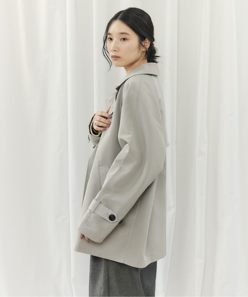 CIEL'AIR(シエルエアー)の「BICOLOR SHORT TRENCH COAT(バイカラーショートトレンチコート)(トレンチコート・レディース・ベージュ/ライトグレー・MEDIUM)」の14枚目の写真
