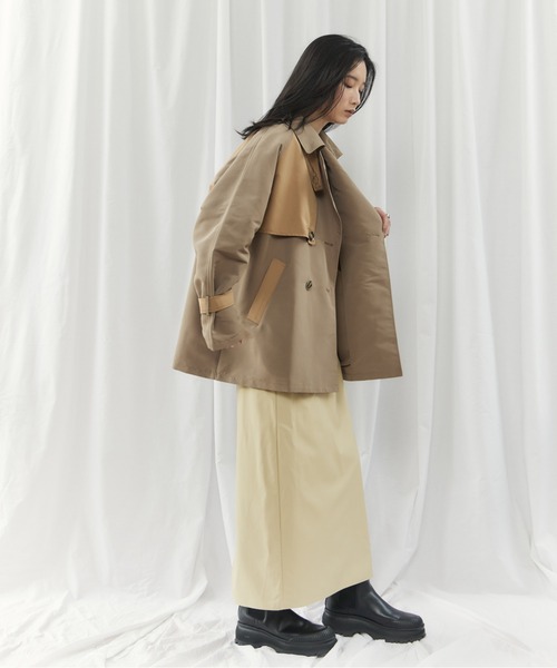 CIEL'AIR(シエルエアー)の「BICOLOR SHORT TRENCH COAT(バイカラーショートトレンチコート)(トレンチコート・レディース・ベージュ/ライトグレー・MEDIUM)」の21枚目の写真