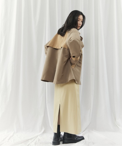 CIEL'AIR(シエルエアー)の「BICOLOR SHORT TRENCH COAT(バイカラーショートトレンチコート)(トレンチコート・レディース・ベージュ/ライトグレー・MEDIUM)」の22枚目の写真