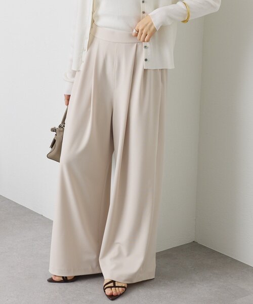 RIVE DROITE（リヴドロワ）の「予約【3サイス展開】ジャージータックワイドスラックス（その他パンツ・レディース・モカ/ブラック/ライトベージュ・38/36/34）」の3枚目の写真