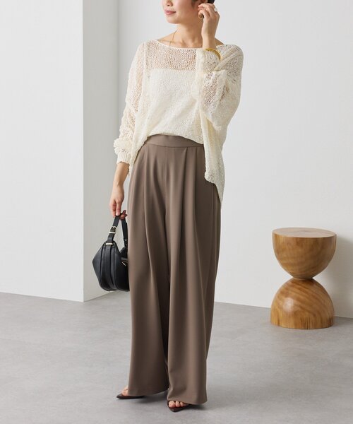 RIVE DROITE（リヴドロワ）の「予約【3サイス展開】ジャージータックワイドスラックス（その他パンツ・レディース・モカ/ブラック/ライトベージュ・38/36/34）」の10枚目の写真