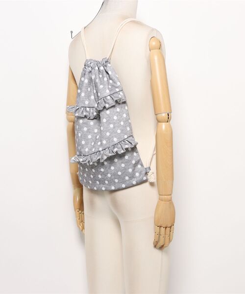Mayree(メイリー)の「【urge select】ドット柄×フリル ナップサック【A4サイズ収納可能】(バックパック/リュック・レディース・グレー/ブラック・FREE)」の7枚目の写真