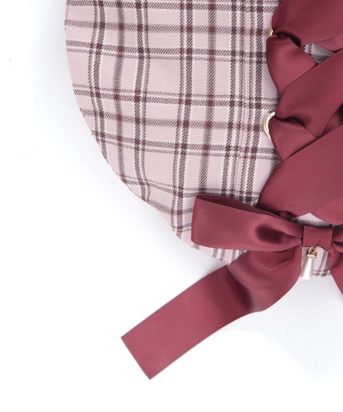 axes femme（アクシーズファム）の「編上リボンチェックベレー（ハット・レディース・ミント/グレー/ピンク・FREE）」の7枚目の写真