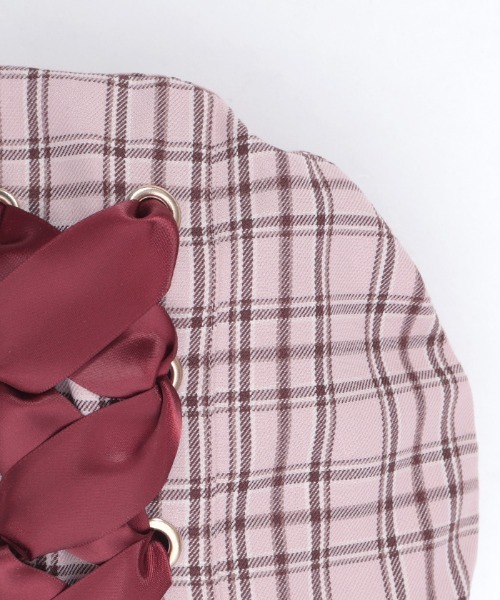 axes femme（アクシーズファム）の「編上リボンチェックベレー（ハット・レディース・ミント/グレー/ピンク・FREE）」の8枚目の写真