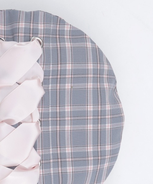 axes femme（アクシーズファム）の「編上リボンチェックベレー（ハット・レディース・ミント/グレー/ピンク・FREE）」の14枚目の写真