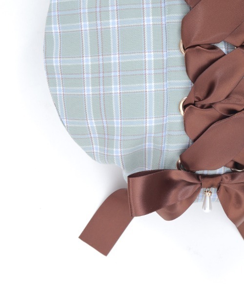 axes femme（アクシーズファム）の「編上リボンチェックベレー（ハット・レディース・ミント/グレー/ピンク・FREE）」の21枚目の写真
