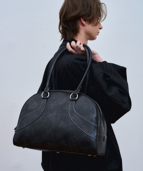 ajouter flow（アジューテフロー）の「【ajouter flow】synthetic leather boston bag（ボストンバッグ・メンズ・ブラック・FREE）」の3枚目の写真