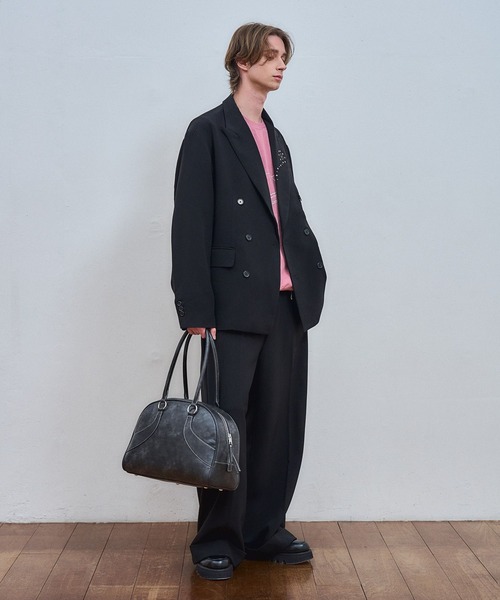 ajouter flow（アジューテフロー）の「【ajouter flow】synthetic leather boston bag（ボストンバッグ・メンズ・ブラック・FREE）」の6枚目の写真