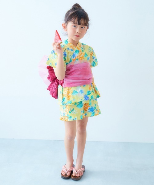 devirock(デビロック)の「えらべるデザイン ペプラム ガールズ甚平(浴衣・キッズ・ライラック系/ホワイト系1/ホワイト系2/パープル系/ブルー系2/レインボー/ピンク系/ブルー系3/ブルー系1/イエロー系・90cm/100cm/110cm/120cm/130cm/140cm/150cm/160cm)」の12枚目の写真
