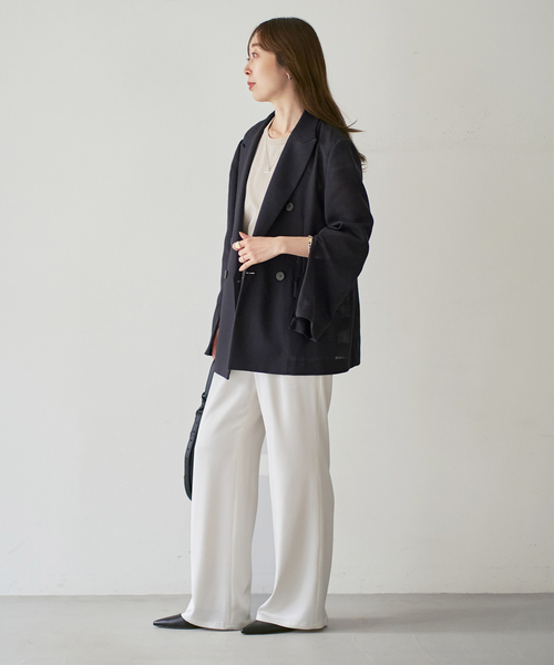 Noble（ノーブル）の「《追加・新色》ドンゴロスダブルジャケット（テーラードジャケット・レディース・ベージュ/チャコールグレー・38/36/34）」の6枚目の写真