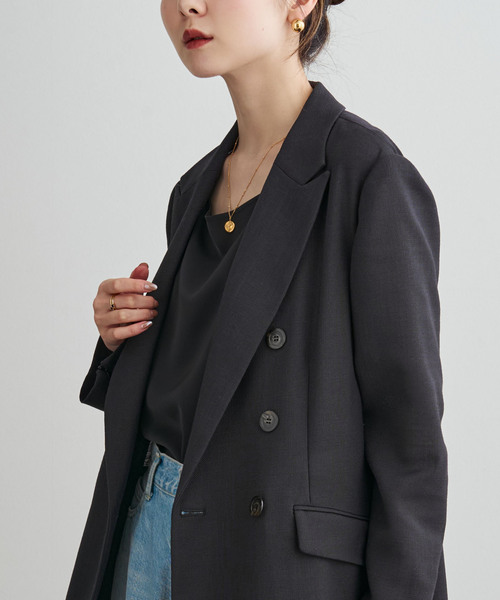 Noble（ノーブル）の「《追加・新色》ドンゴロスダブルジャケット（テーラードジャケット・レディース・ベージュ/チャコールグレー・38/36/34）」の11枚目の写真