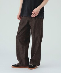デニムライク ツイル 2タック ワイドストレートパンツ