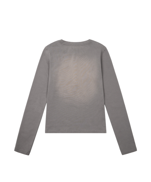 AAKAM（アーカム）の「Button Lettering Long Sleeve (Brown)（Tシャツ/カットソー・レディース・その他・1/2）」の2枚目の写真