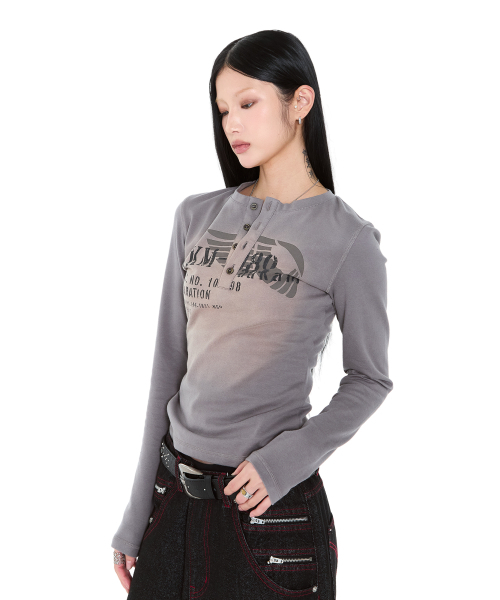 AAKAM（アーカム）の「Button Lettering Long Sleeve (Brown)（Tシャツ/カットソー・レディース・その他・1/2）」の10枚目の写真