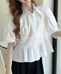 Ada.（エイダ）の「ビッグカラー パフスリーブ 裾フリル半袖ブラウス（シャツ/ブラウス）」