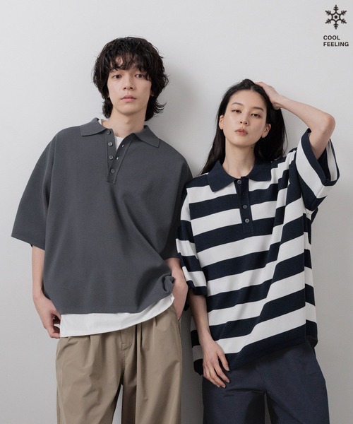 LOWRYS FARM(ローリーズファーム)の「【LFM(U)】14GハーフミラノポロSS 676295/接触冷感(Tシャツ/カットソー・メンズ・その他/グレー/ブラウン/ネイビー・LARGE/MEDIUM)」の2枚目の写真