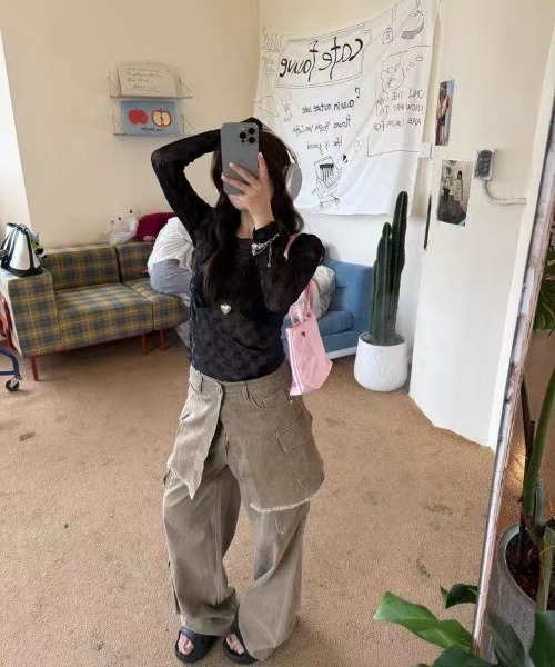 Lis ardent（リスアルダン）の「春夏新作リボンの総柄シアーロンT/レイヤード着（Tシャツ/カットソー・レディース・ホワイト/ブラック・M）」の13枚目の写真