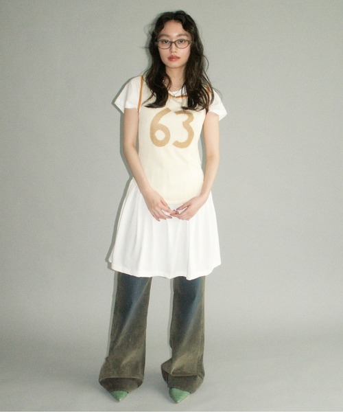 musubore(ムスボレ)の「numbering glossy knit bibs / ナンバリングニットビブス(Tシャツ/カットソー・レディース・カーキ/ブルー/イエロー・FREE)」の8枚目の写真