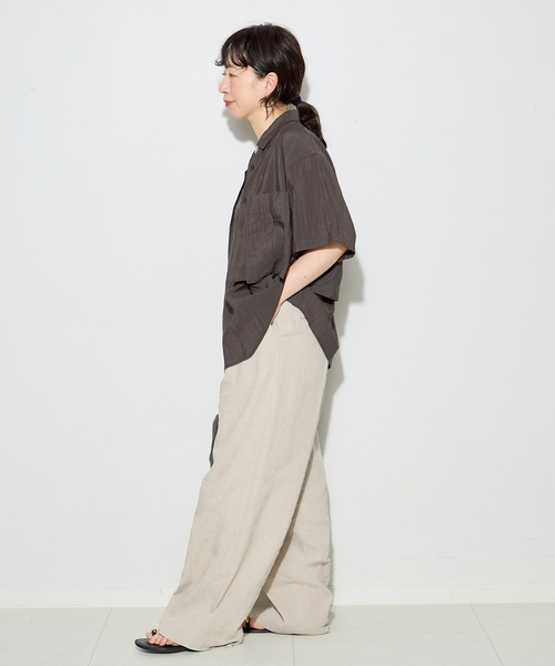 journal standard L'essage(ジャーナルスタンダードレサージュ)の「シアーストライプ/無地 シャツ&キャミブラウス(シャツ/ブラウス・レディース・ブラウン/ベージュ・FREE)」の5枚目の写真
