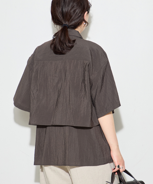 journal standard L'essage(ジャーナルスタンダードレサージュ)の「シアーストライプ/無地 シャツ&キャミブラウス(シャツ/ブラウス・レディース・ブラウン/ベージュ・FREE)」の7枚目の写真