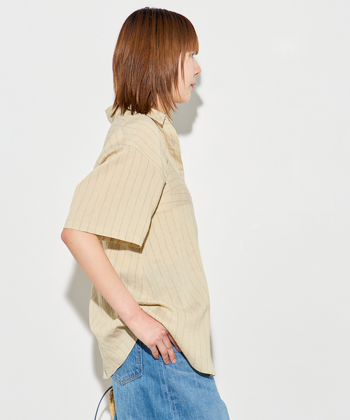 journal standard L'essage(ジャーナルスタンダードレサージュ)の「シアーストライプ/無地 シャツ&キャミブラウス(シャツ/ブラウス・レディース・ブラウン/ベージュ・FREE)」の12枚目の写真