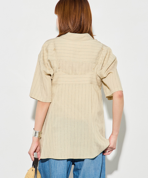 journal standard L'essage(ジャーナルスタンダードレサージュ)の「シアーストライプ/無地 シャツ&キャミブラウス(シャツ/ブラウス・レディース・ブラウン/ベージュ・FREE)」の13枚目の写真