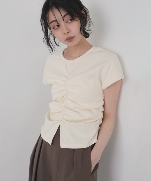 LIAN(リアン)の「テレコシャーリングT(Tシャツ/カットソー・レディース・ブラック/ベージュ/オフホワイト・FREE)」の6枚目の写真