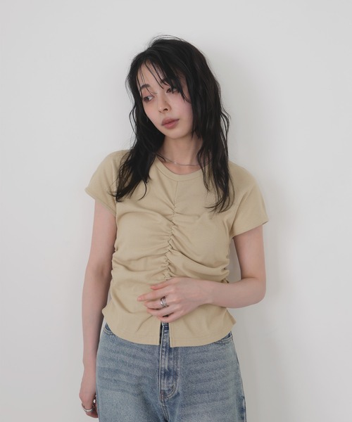 LIAN(リアン)の「テレコシャーリングT(Tシャツ/カットソー・レディース・ブラック/ベージュ/オフホワイト・FREE)」の11枚目の写真