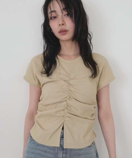 LIAN(リアン)の「テレコシャーリングT(Tシャツ/カットソー・レディース・ブラック/ベージュ/オフホワイト・FREE)」の12枚目の写真