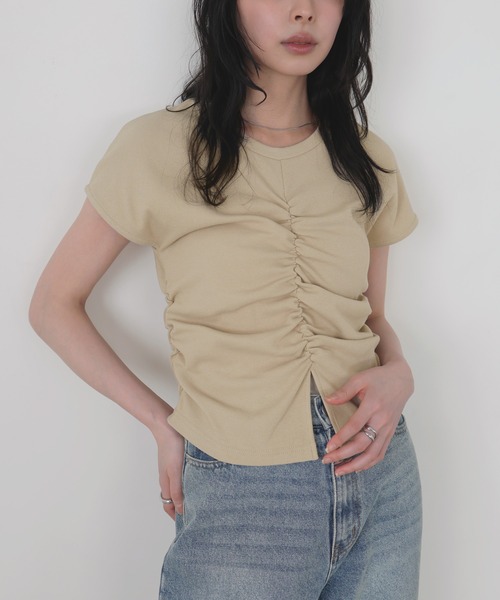 LIAN(リアン)の「テレコシャーリングT(Tシャツ/カットソー・レディース・ブラック/ベージュ/オフホワイト・FREE)」の13枚目の写真