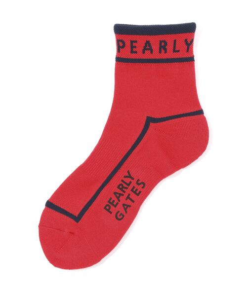 PEARLY GATES(パーリーゲイツ)の「【PEARLY GATES】パイピングショートSOX(ソックス/靴下・メンズ・ホワイト/レッド/ネイビー・FREE)」の1枚目の写真