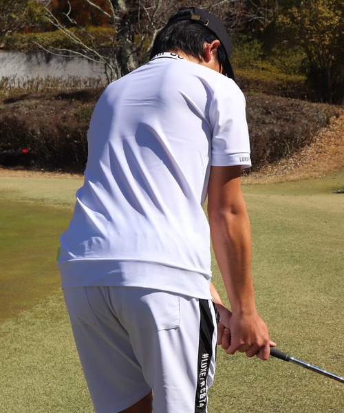 LUXE/R GOLF(ラグジュ ゴルフ)の「(RM)【LUXE/R GOLF】ストレッチ スムース ロゴ ポロシャツ(ポロシャツ・メンズ・ネイビー/チャコールグレー/ブラック/ホワイト・X-LARGE/LARGE/MEDIUM)」の8枚目の写真