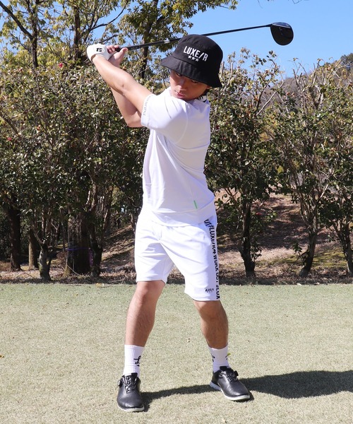 LUXE/R GOLF(ラグジュ ゴルフ)の「(RM)【LUXE/R GOLF】ストレッチ スムース ロゴ ポロシャツ(ポロシャツ・メンズ・ネイビー/チャコールグレー/ブラック/ホワイト・X-LARGE/LARGE/MEDIUM)」の12枚目の写真