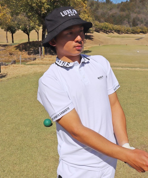 LUXE/R GOLF(ラグジュ ゴルフ)の「(RM)【LUXE/R GOLF】ストレッチ スムース ロゴ ポロシャツ(ポロシャツ・メンズ・ネイビー/チャコールグレー/ブラック/ホワイト・X-LARGE/LARGE/MEDIUM)」の18枚目の写真